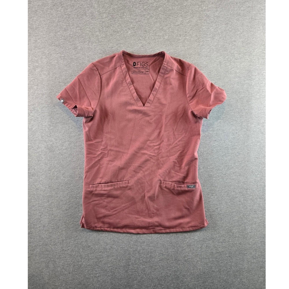 FIGS Casma Three-Pocket‎ Scrub Top Womens XXS Mauve Nurse Medical  FW1100